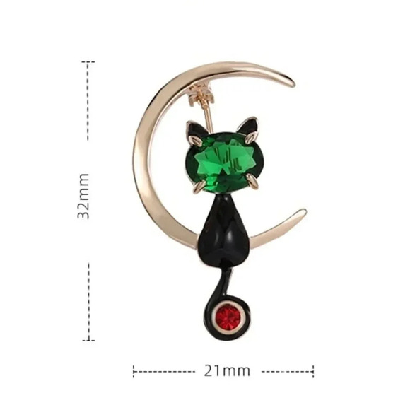 VQ Cat on the Moon Brooch - Picture 3 of 8